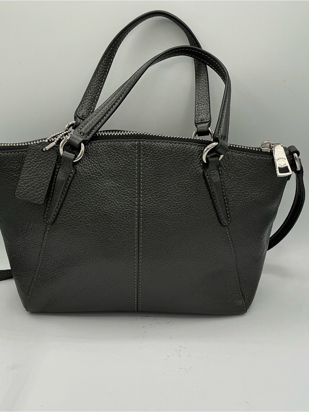 Coach Mini Kelsey Satchel in Metallic Pebble Leather (Style No. F22316) - Picture 3 of 8